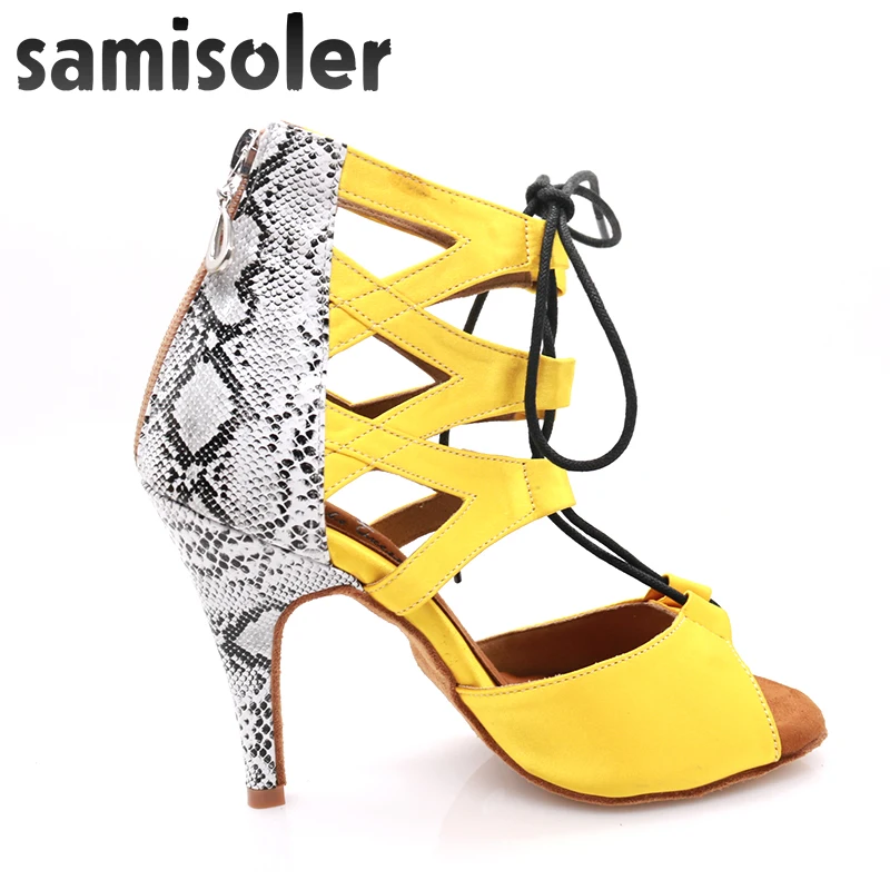 

Женские танцевальные ботинки Samisoler, обувь для латиноамериканских танцев на высоком каблуке, для взрослых