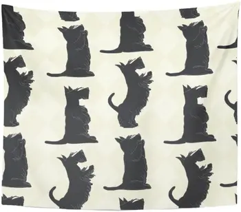 

Tapestry Cute Sketches of Four Scottish Terriers in Different Poses Tapestries Wall Hanging for Living Room Bedroom Dorm