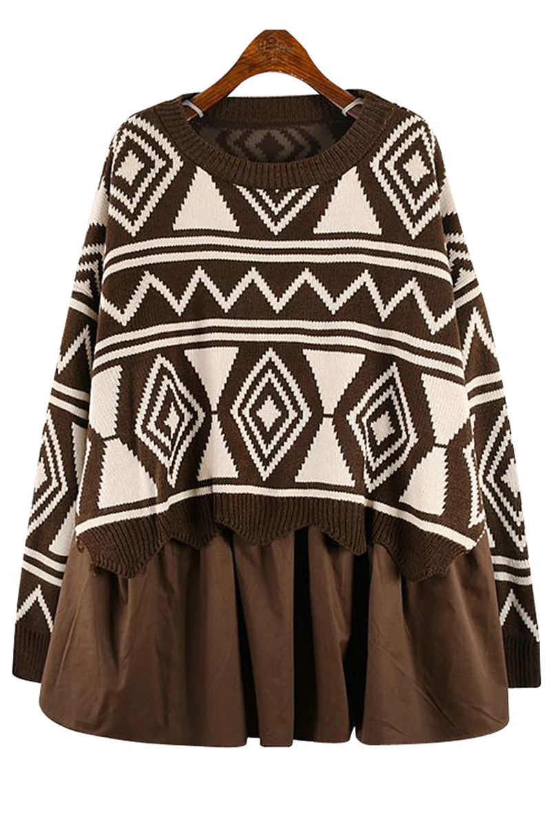 SuperAen Модные поддельные двухсекционные пуловеры свитера женские осенние и зимние новые женксие кофты геометрические вязаные топы женские