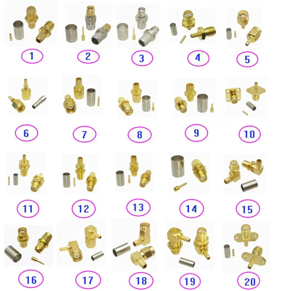 Разъем SMA штекер и гнездо обжимной разъем для RG316 RG174/RG58 RG142/RG8X LMR240/RG5 RG6/RG8 LMR400 радиочастотный коаксиальный