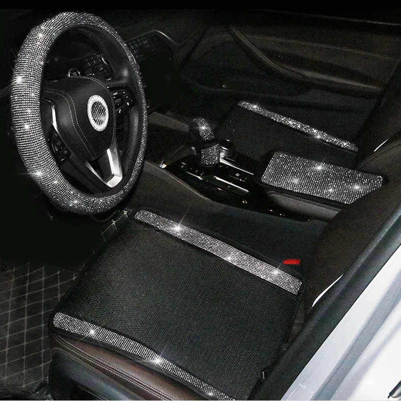 Универсальные чехлы для автомобильных сидений белые стразы из вискозы со