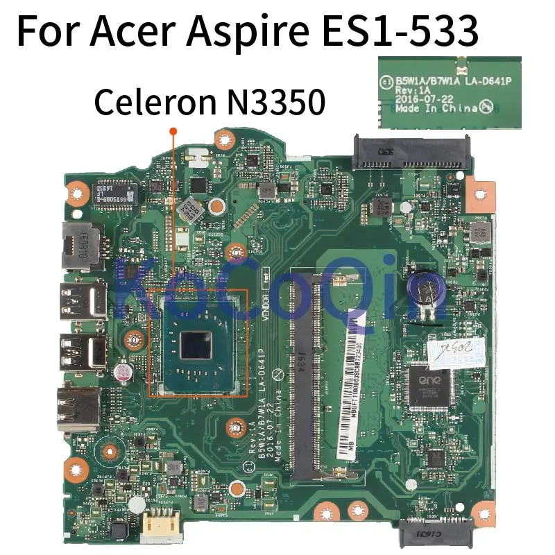 

B5W1A B7W1A LA-D641P For Acer Aspire ES1-533 Core SR27Z N3350 Laptop motherboard Mainboard