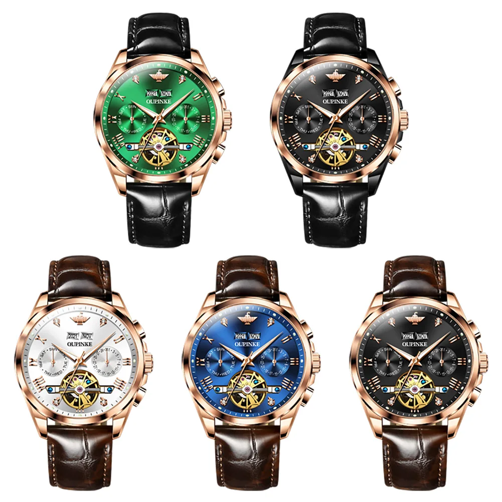 OUPINKE New Luxury Watches For Men Automatic Mechanical Watch 50M Waterproof Sapphire Tourbillon Design Self-winding Wrist Watch 2