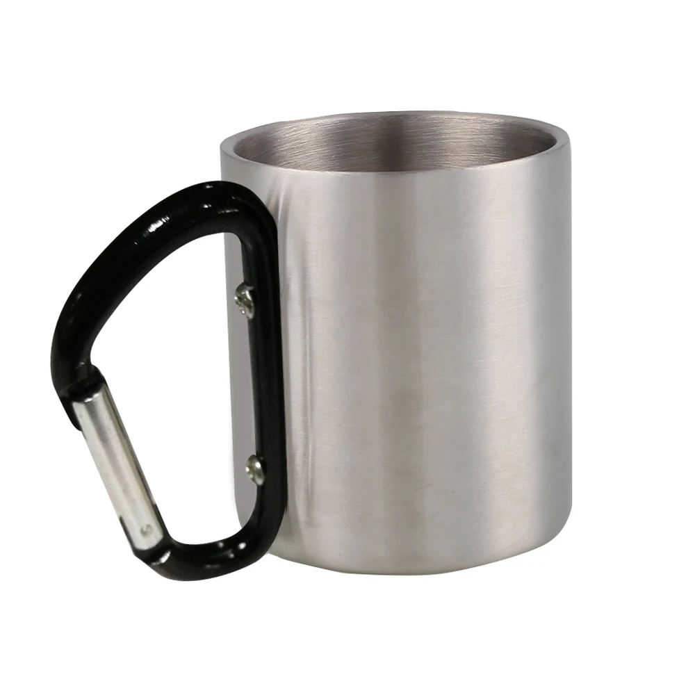 Portable Stainless Steel Camping Mug Outdoor Cup Bottle Drinkware Carabiner
