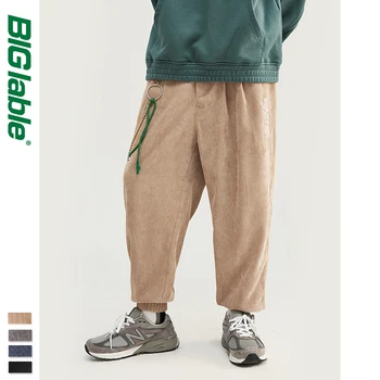 

BIG LABLE 2019 Collection Men Casual Corduroy Jogger Pants Men Loose Fit Corduroy Overalls Casual Pants Solid Color 93305W