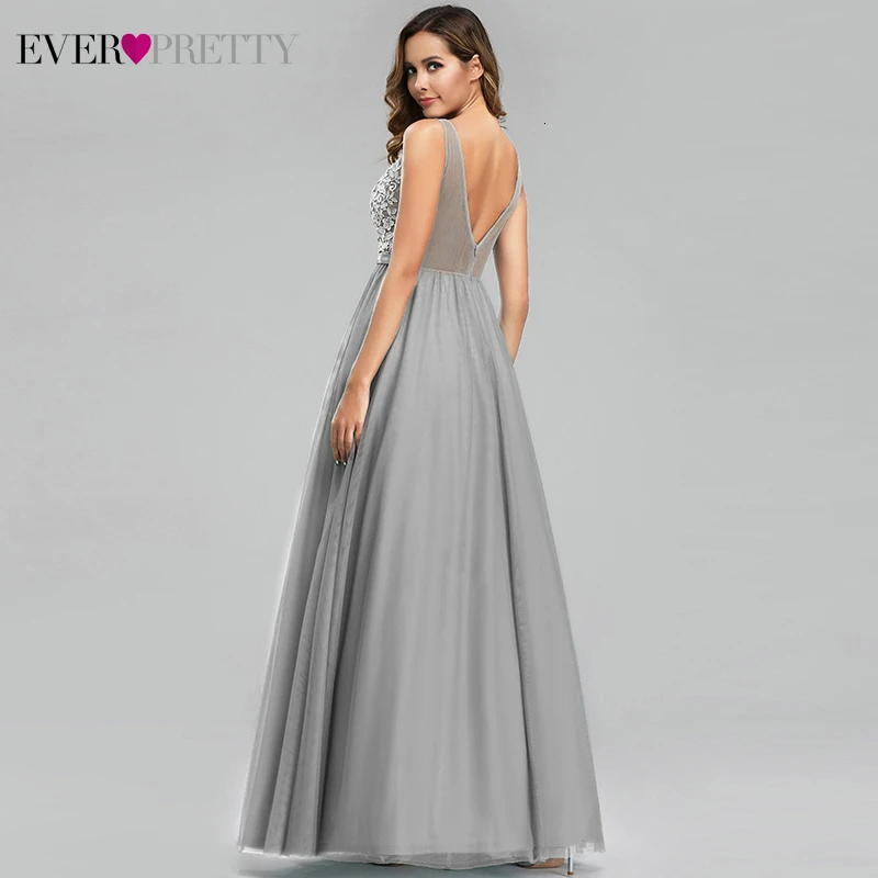 Ever Pretty Dusty Blue Bridesmaid Dresses V-Neck Appliques Elegant Long Dresses For Wedding Party EP00930DB Vestidos De Madrinha