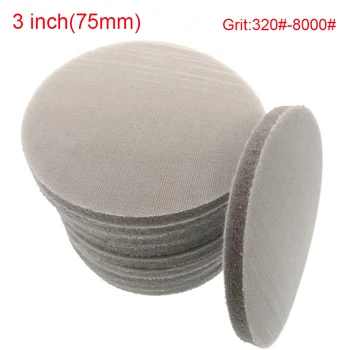 Ceny 5-50 Sztuk 3 Cal 75mm Spong Foam Papier ścierny Disc 320-8000 Grit Wet & Dry Polerowanie Bufor Papier ścierny Narzędzia ścierne 320 #-8000 #