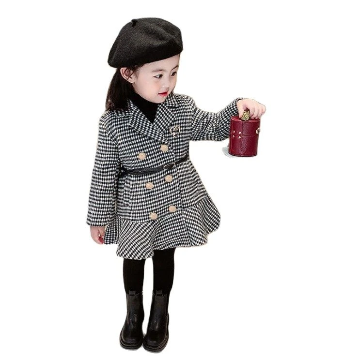 Abrigo de lana para niñas, chaqueta de diseño a cuadros Corea, vestido de princesa para niños, ropa Formal para fiesta, de fotografía para bebés, Invierno 2021|Chaquetas - AliExpress