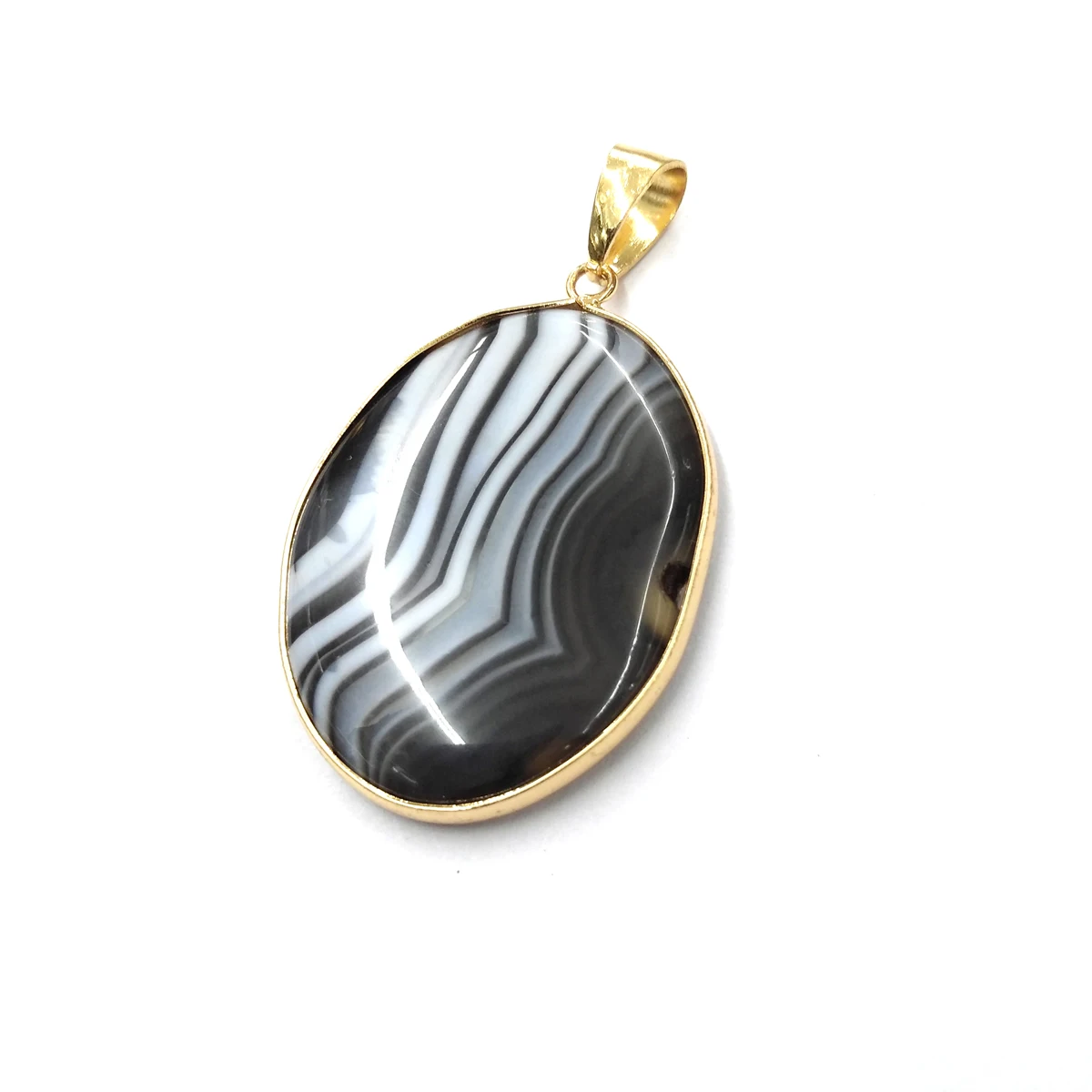 Black Stripe Agate Натуральный камень полосатые Агаты Подвески эллиптической формы кулон для самостоятельного изготовления ювелирных изделий ожерелье аксессуары размер 30x45 мм - Окраска металла: Black Stripe Agate