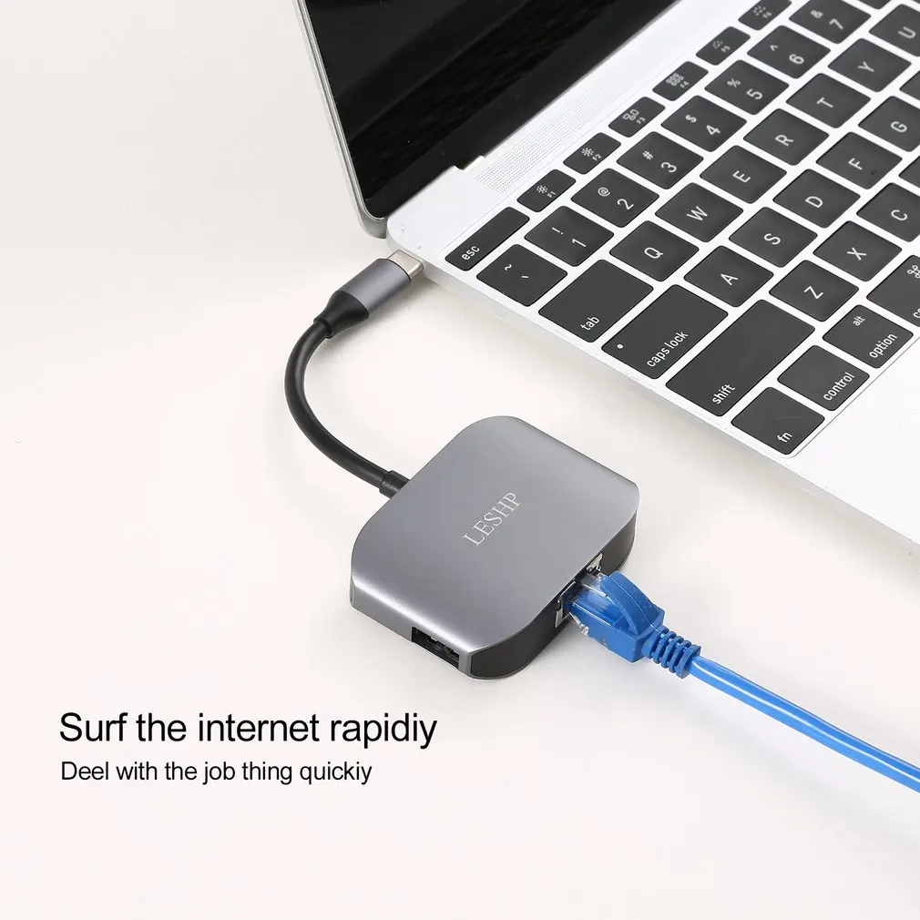Тип C USB-C Gigabit Ethernet и USB 3,0 преобразователь концентратора кабель адаптер RJ45 10/100/1000 Мбит/с локальной сети Порты и разъёмы Тип-C устройства