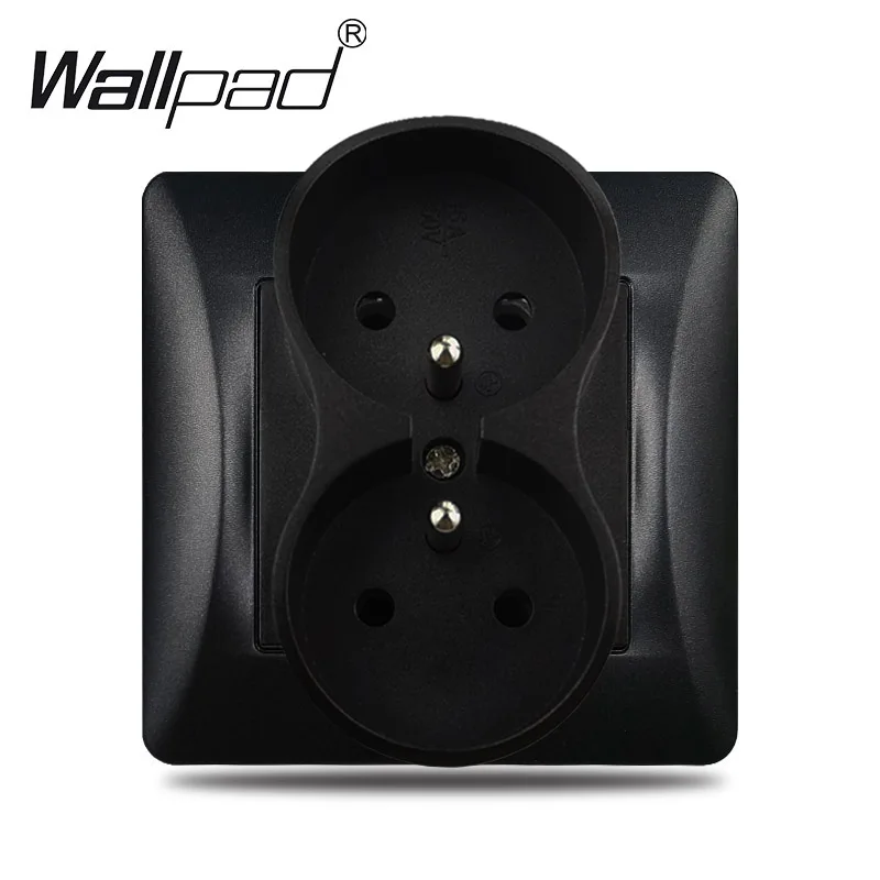 White Single Frame 16A Double French Socket 86*86mm Wallpad EU Style Wall Plug Power Outlet with Claws for Poland Belgium