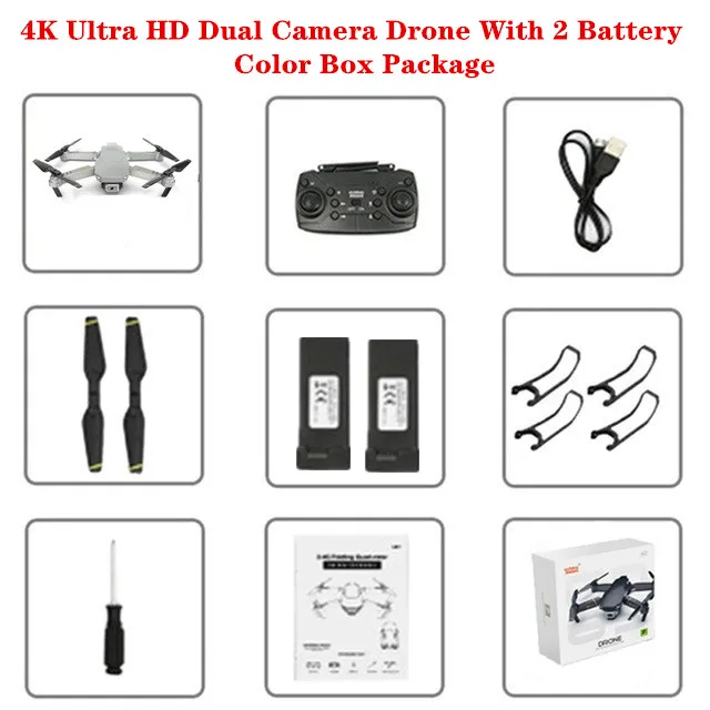 4K 2Batter Color box 4K Дрон с HD двойной камерой оптического позиционирования потока двойной фиксированной высоты RC Вертолет FPV Дрон Квадрокоптер VS E58 E520 Дрон - Цвет: 4K 2Batter Color box