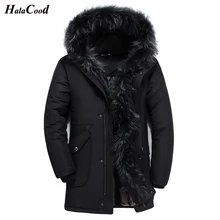 HALACOOD/брендовая Утепленная зимняя куртка-пуховик для влюбленных, мужские парки с меховым воротником, пальто с капюшоном размера плюс 5XL, пальто в западном стиле для мужчин