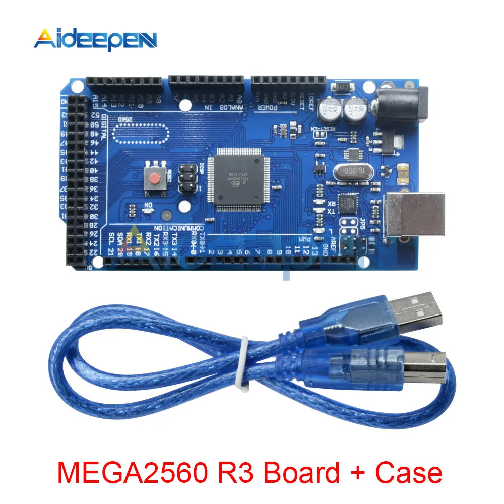 MEGA2560 R3 and Case MEGA2560 R3 плата управления ATMEGA2560-16AU ATMEGA16U2 5 в 16 МГц модуль для Arduino с USB кабель с Чехол - Цвет: MEGA2560 R3 and Case