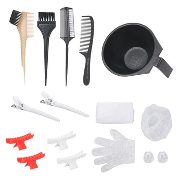 

Hair Dye Tool Kit Color Mixing Bowl Hair Dye Brush Comb Double-sided Hairbrush Butterfly Clips Duckbill Clips Ear Cover