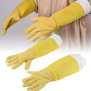 

Beekeeping Anti Bite Protective Gloves with Mesh Sleeve Beekeepers Working Tool