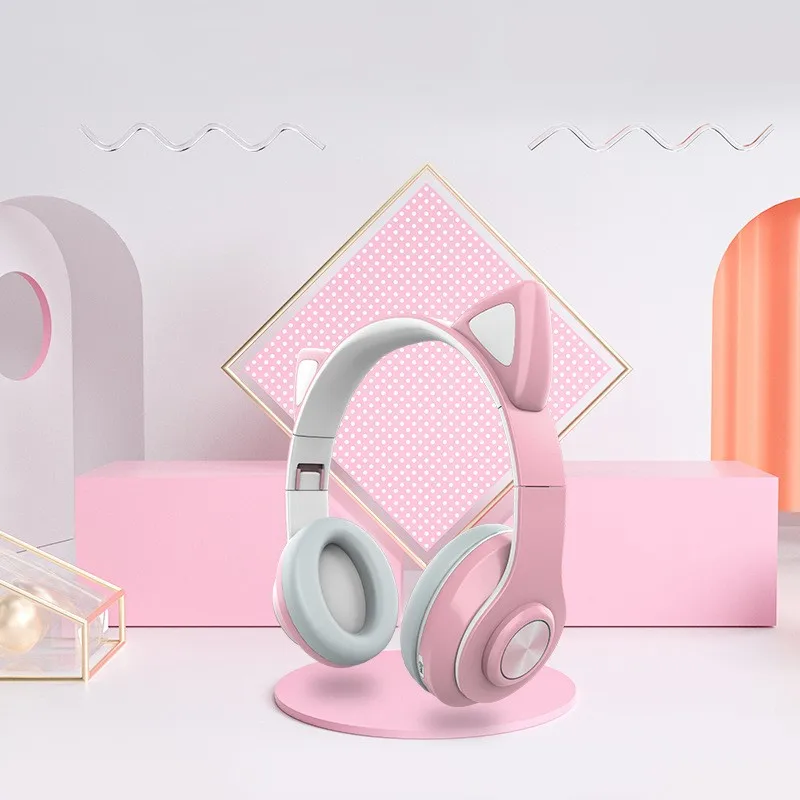 New Arrival LED Cat Ear Noise Cancelling Headphones Bluetooth 5 0 Young People Kids Headset Support TF Card 3 5mm Plug With Mic