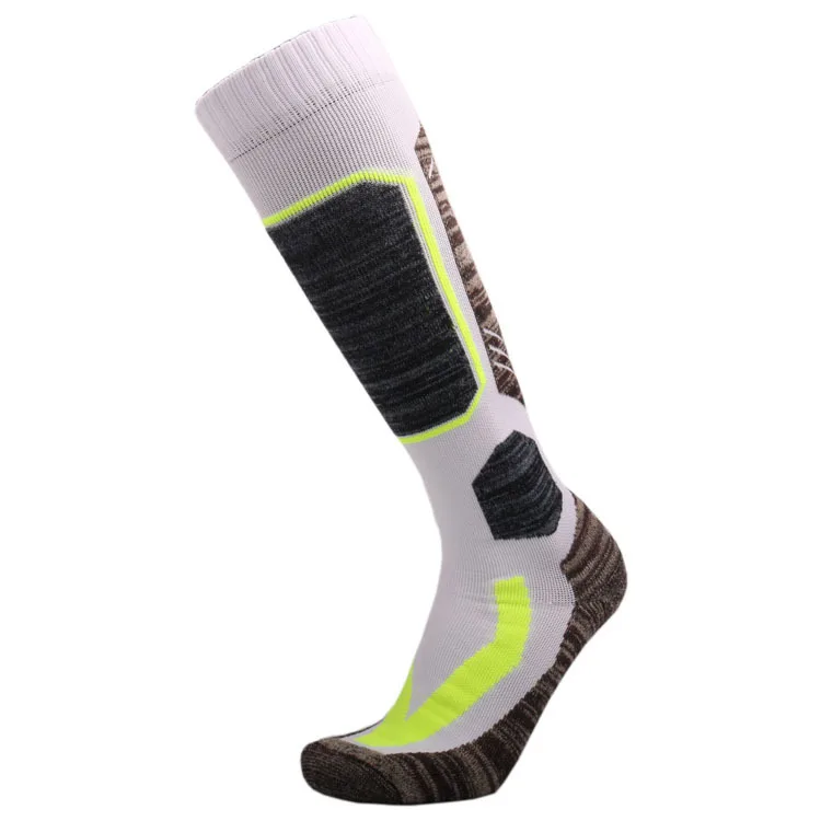 Лыжные носки, зимние теплые мужские и женские уличные носки для велоспорта, сноубординга, туризма, спортивные носки, толстые Термо носки - Цвет: Белый