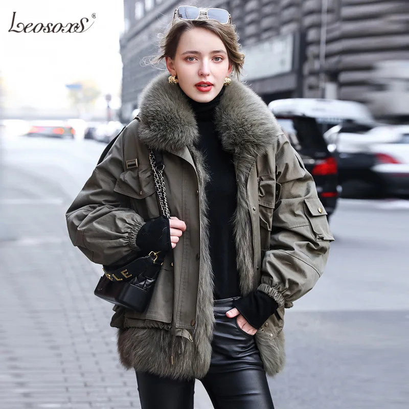 

2020 Winter Women Coats Thicken Warm Fur Female Jackets With Pocket Loose Overcoats Ladies Fake Fur Outwear ArmyGreen/Khaki