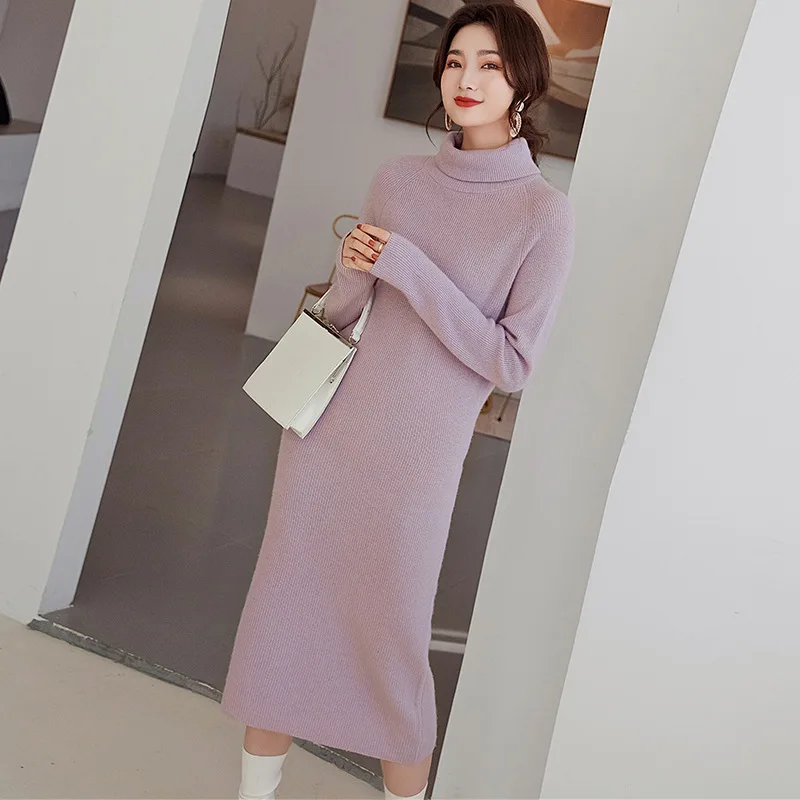 

New Style Heap Collar Cashmere Sweater Women's Mid-length Pullover Woollen Sweater Autumn And Winter Base Sweater Long Sleeve Sw