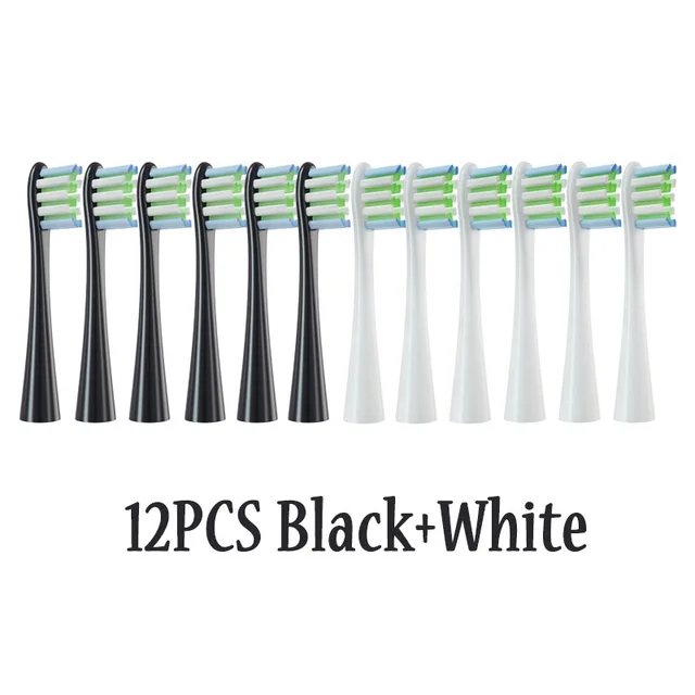 12PCS Replacement Brush Heads for Oclean X/ X PRO/ Z1/ F1/ One/ Air 2 /SE Sonic Electric Toothbrush DuPont Soft Bristle Nozzles 6Black6White