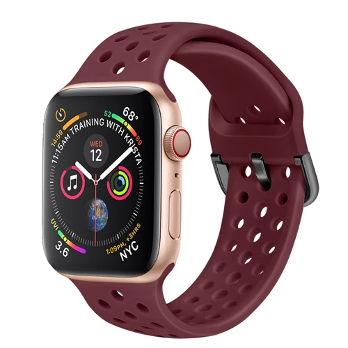 Силиконовый ремешок для apple watch 4 band 44 мм 40 мм iWatch band 42 мм 38 мм спортивный браслет correa apple watch 4 3 2 1 Аксессуары - Цвет ремешка: Dark red