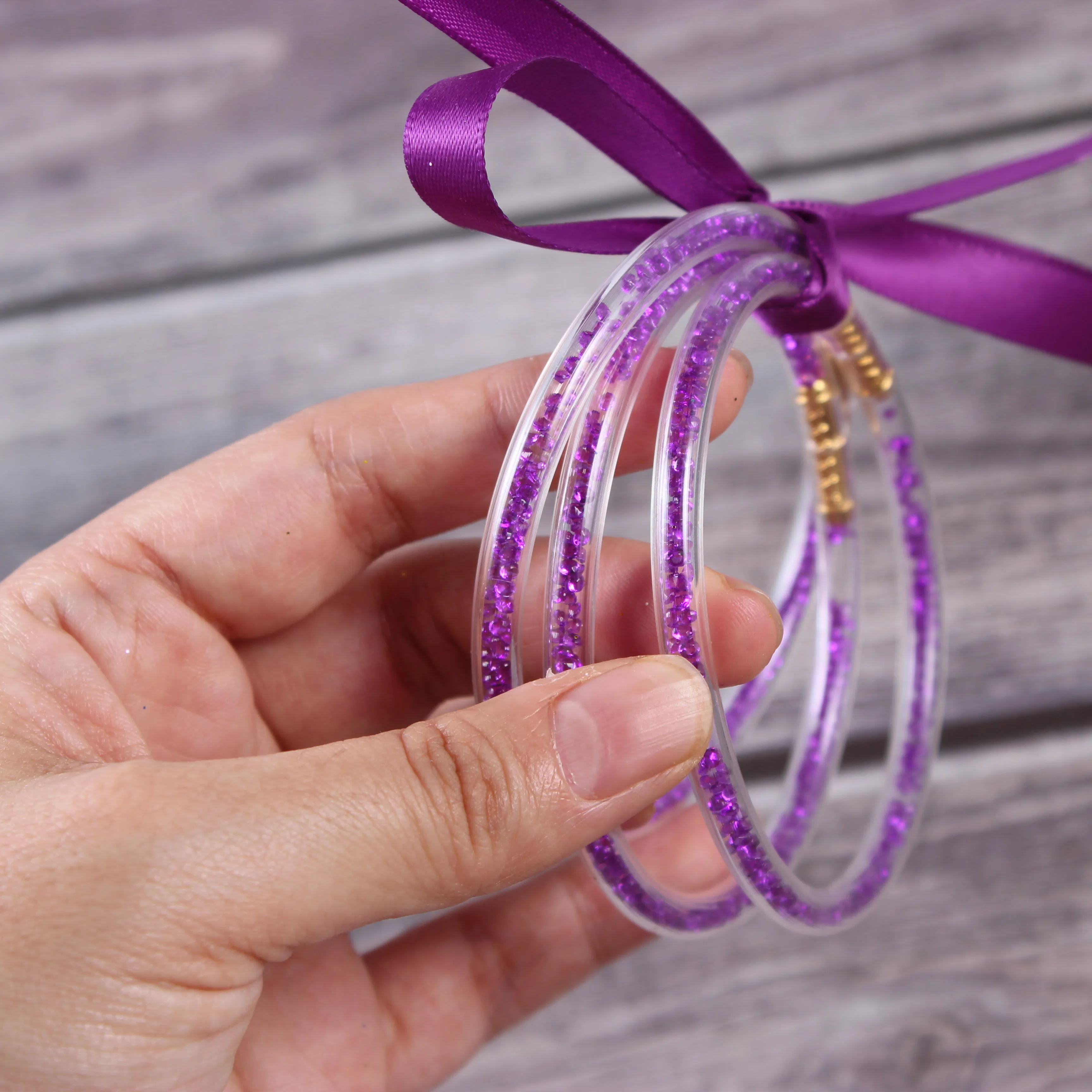 Fashion Birthstone Glitter Bangles February All Weather Stack Silicone Plastic Jelly Bangle Gift For Women Jewelry 2019 | Украшения и