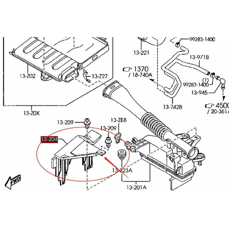 Car Engine Parts Air Intake Baffle Plastic Support Bracket Z601 13 4 For Mazda 3 Bk 03 09 1 6 Engine Air Intakes Aliexpress