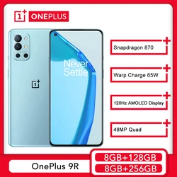 OnePlus – Smartphone 9R 5G, Rom Global, 8 go 128 go, Snapdragon 870, écran AMOLED 120Hz, 65W Warp 48mp, 4 caméras, prend en charge OTA et NFC 