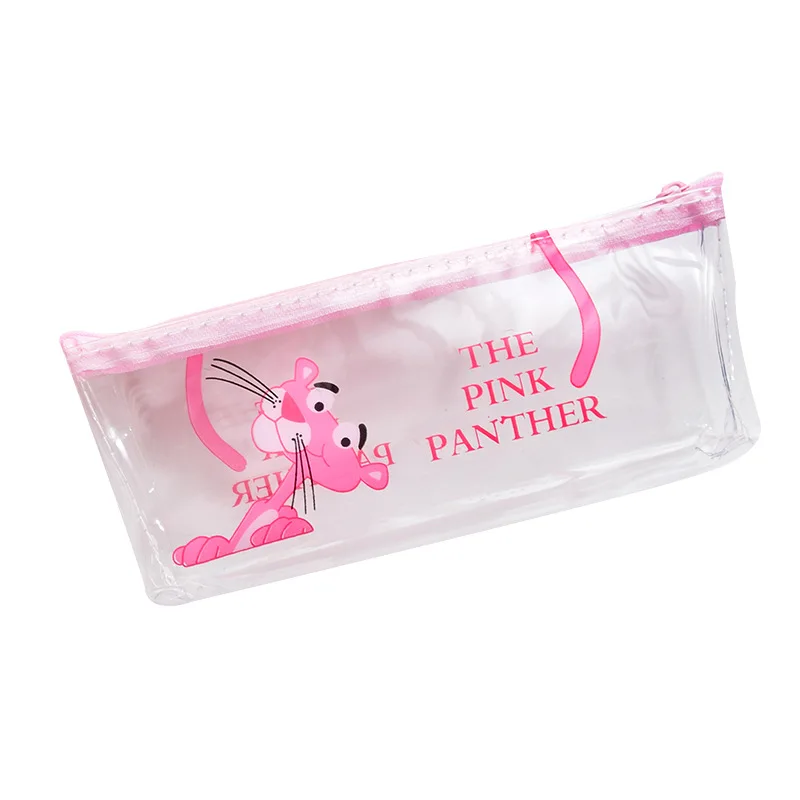 Прозрачная розовая пантера пенал; Забавный прозрачный пенал коробка карандаш «кавай» для девочек Подарочная Корейская канцелярия Школьные принадлежности