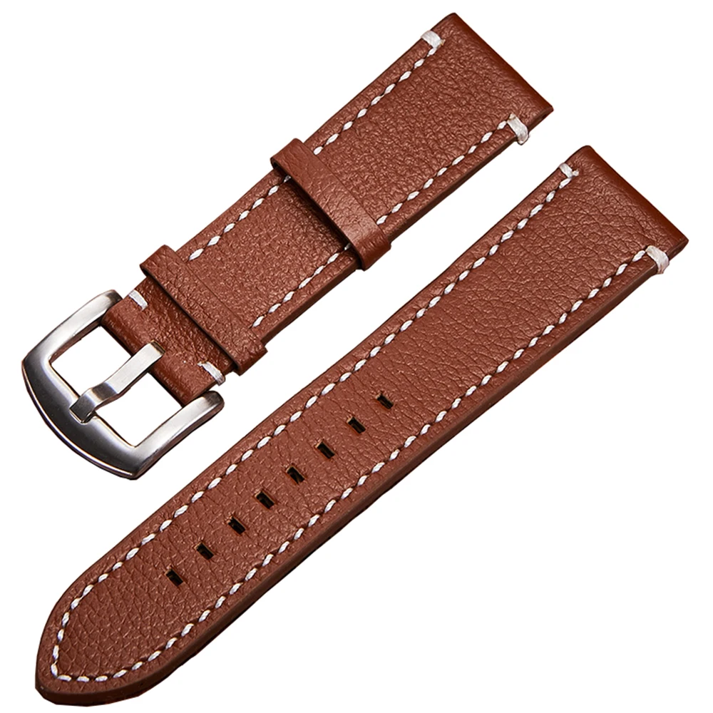 

Leather Watch Bands Deployment Quick Release with Buckle Black Brown Replacement Watch Strap for Men & Women WB130