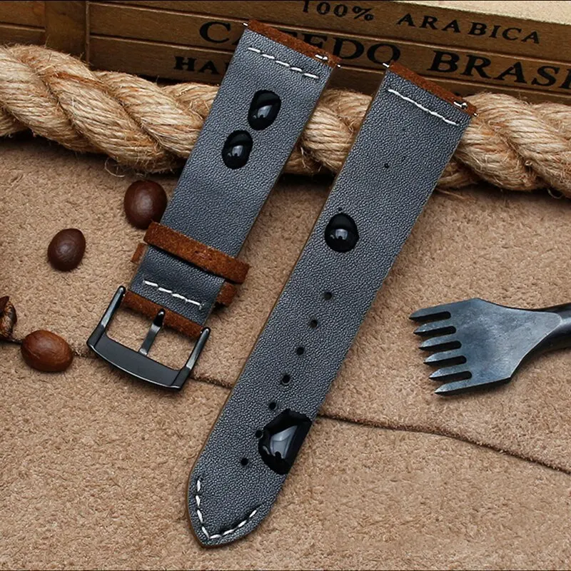 Onthelevel Cow Suede Leather Watchband 23mm Black Brown Gray Leather Strap With With Quick Release Bar For Mido Watch #D