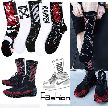 

2020 Trendy Hip Hop Socks Men Women Ins Boom Novelty Skateboard Socks Black White Harajuku Streetwear Cool Cotton Socks