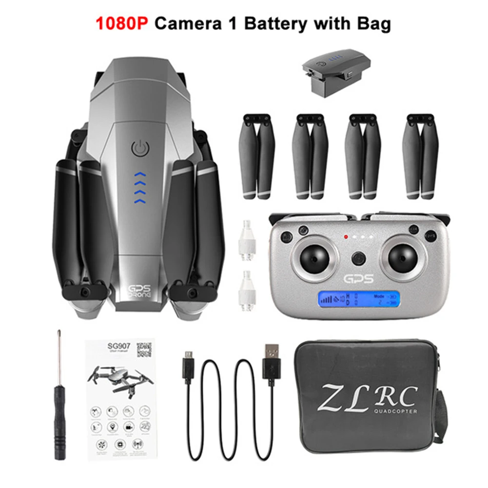 

SG907 4K 1080P Quadcopter Kit Folding Professional GPS Rechargeable With Camera Shockproof Adjustment RC Drone Remote-controlled