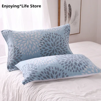 

A Pair of Pure Cotton Gauze Pillow Towels Adult Six-layer Household High-grade Pillow Towel Home Decor 50x70cm