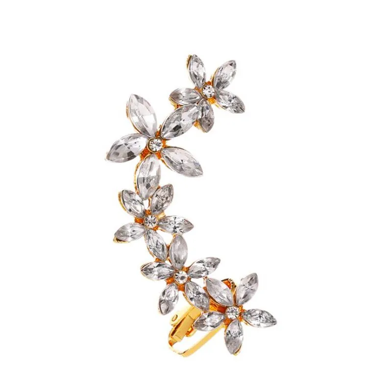 002 gold DIEZI цельные корейские Роскошные серьги-каффы для женщин и девушек, модные серьги-клипсы с кристаллами серьги-Каффы - Окраска металла: 002 gold