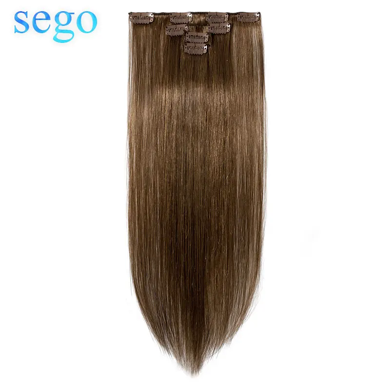 

SEGO 10"-22" 40g Straight Clip in Human Hair Extensions Double Drawn Machine Made Non-Remy Human Hair Clip in Extensions 4PCS/S