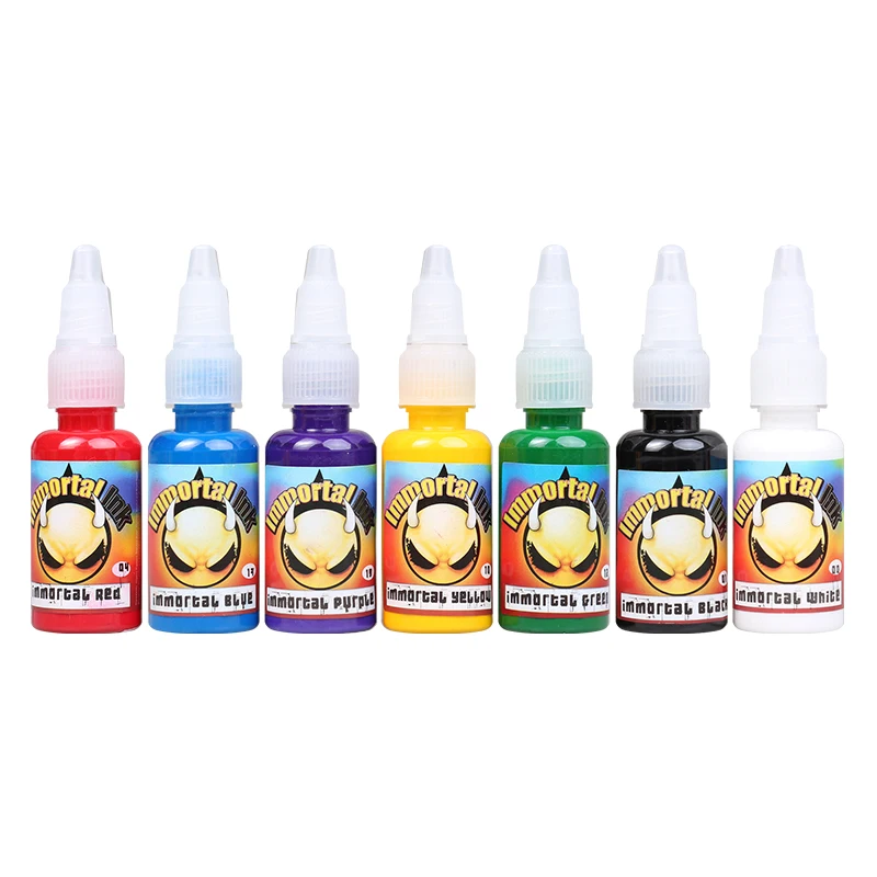 IMMORTAL чернила татуировки 7-PACK основной набор цветов 0,5 oz бутылки цвета