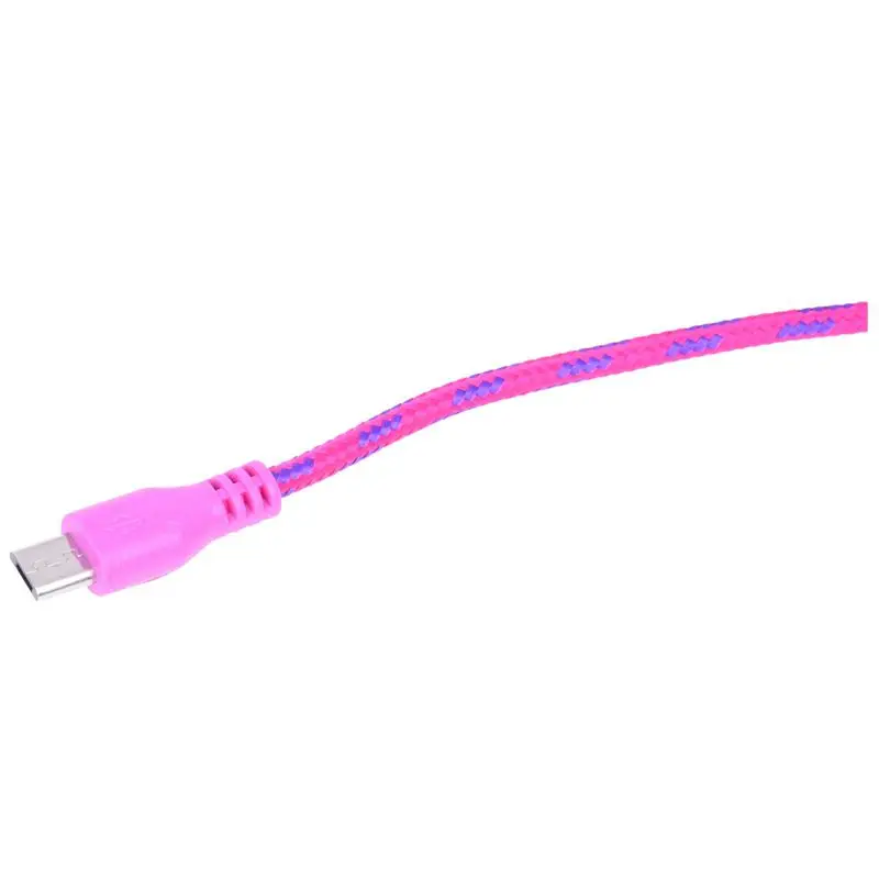 2 м Плетеный тканевый мини USB кабель для передачи данных и синхронизации зарядного устройства для сотового телефона розовый