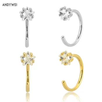 

ANDYWEN 925 Sterling Silver Thread Cuff Earring Pin Women Piercing For Rock Punk Luxury Jewelry Ohrringe Pendientes Fashion