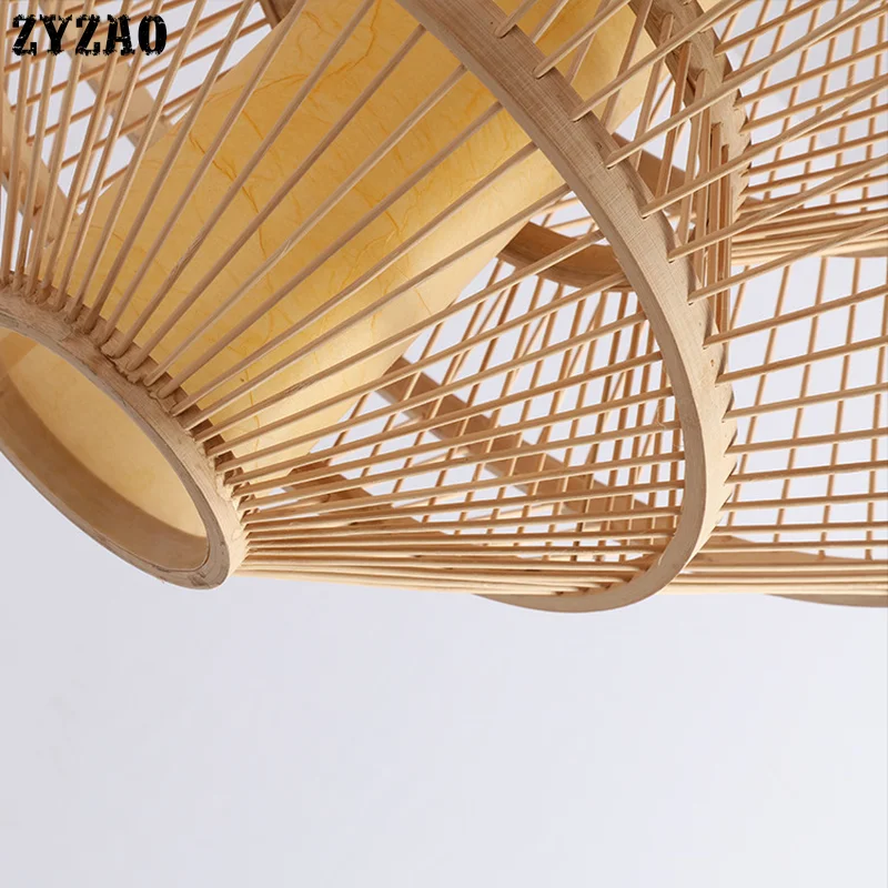 Bamboo Carving Rattan Pendant Lights Creative Restaurant Bar Hotel Teahouse Hanglamp Living Room Dining Room E27 Pendant Lamps
