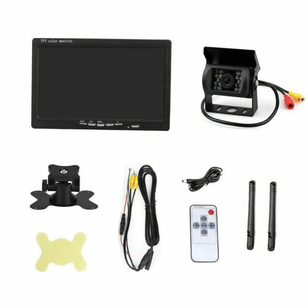 

Waterproof Parking System Bus 7" LCD Monitor Metal Truck Durable Reversing Camera Rear View Wireless Car Easy Install Universal
