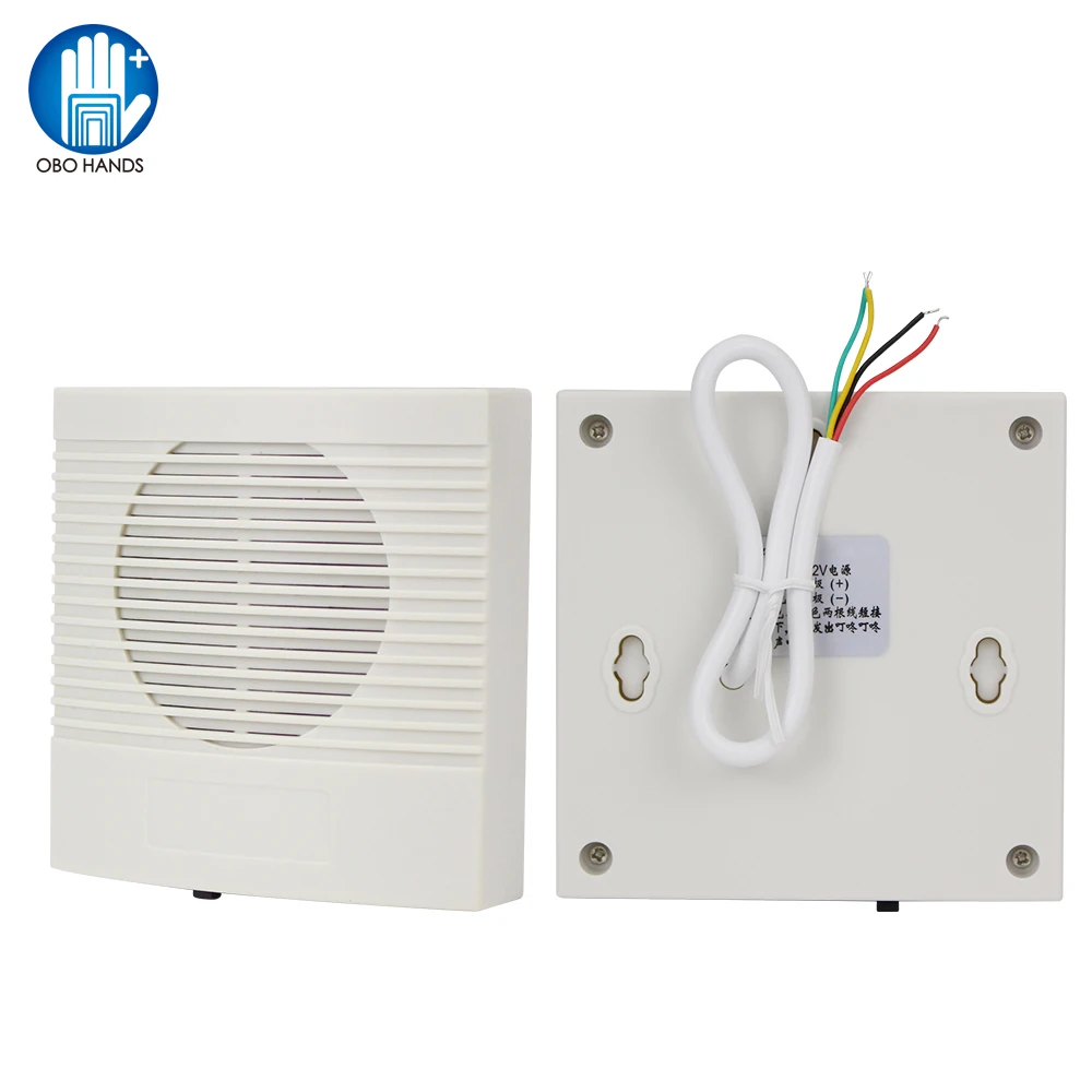 

12VDC Wired Doorbell with 4 Wires White ABS Plastic Fireproof Door Bell Dingdong Chime 3 Ringtones Musical for Access Control