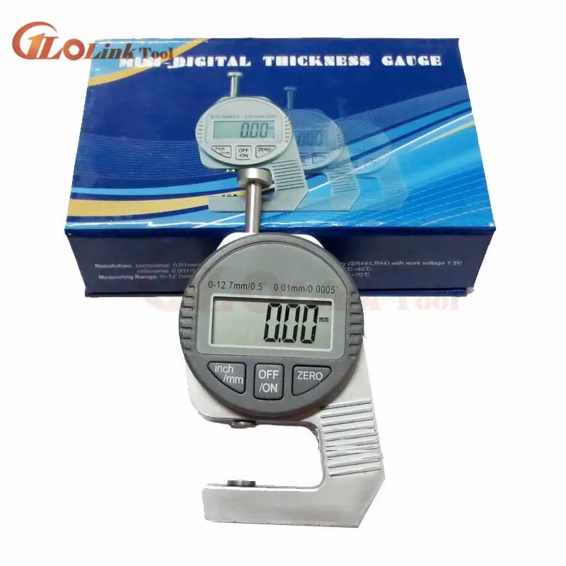 Mini Digital Thickness Gauge Meter 0.01mm 0-12.7mmmm Large LCD Electronic Dial Indicator Sponge Thickness Measure Tool thickness gauge