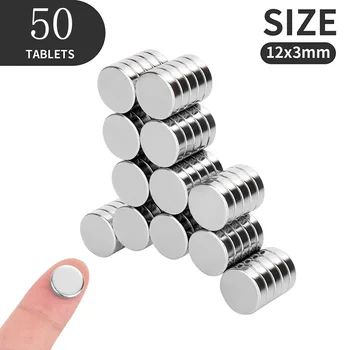 

RKZCT 50PCS/Lot 12 *3 mm Strong Rare Earth Magnet Neodymium Permanent Magnetic Practical NdFeB DIY For Art Craft Fridge Magnets