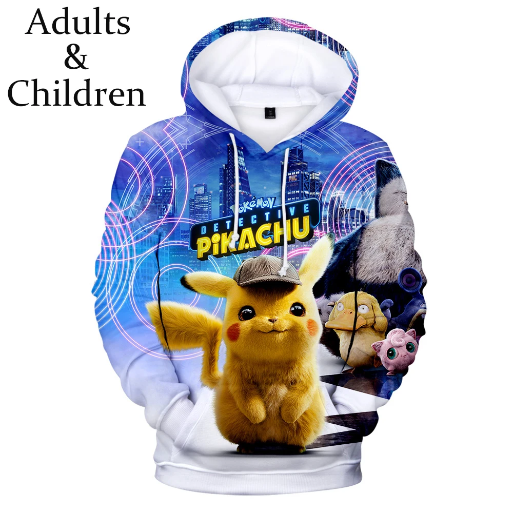 Autumn Pokemon Detective Pikachu 3D Hoodies Sweatshirts Men Women Fashion Hip Hop Kids Hoodies Sweatshirts 3D boys girls Hoodie