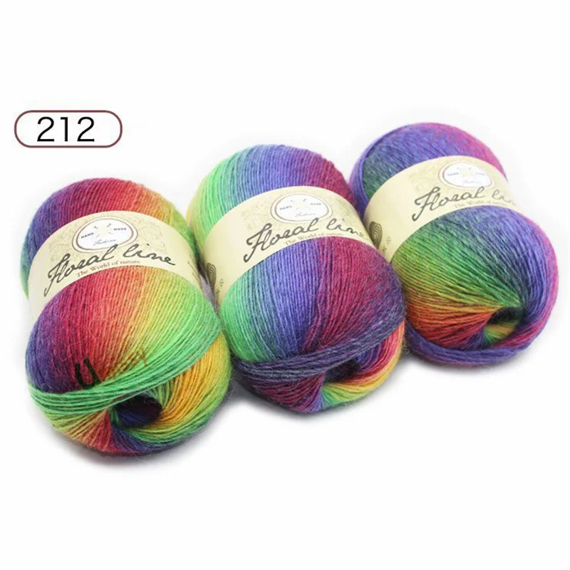 18pcs 12 Пряжи 18 шт х 100 г Радужная линия причудливая меланжевая пряжа кашемир шерстяная пряжа вязание 20 цветов Высокое качество - Цвет: 18pcs 12