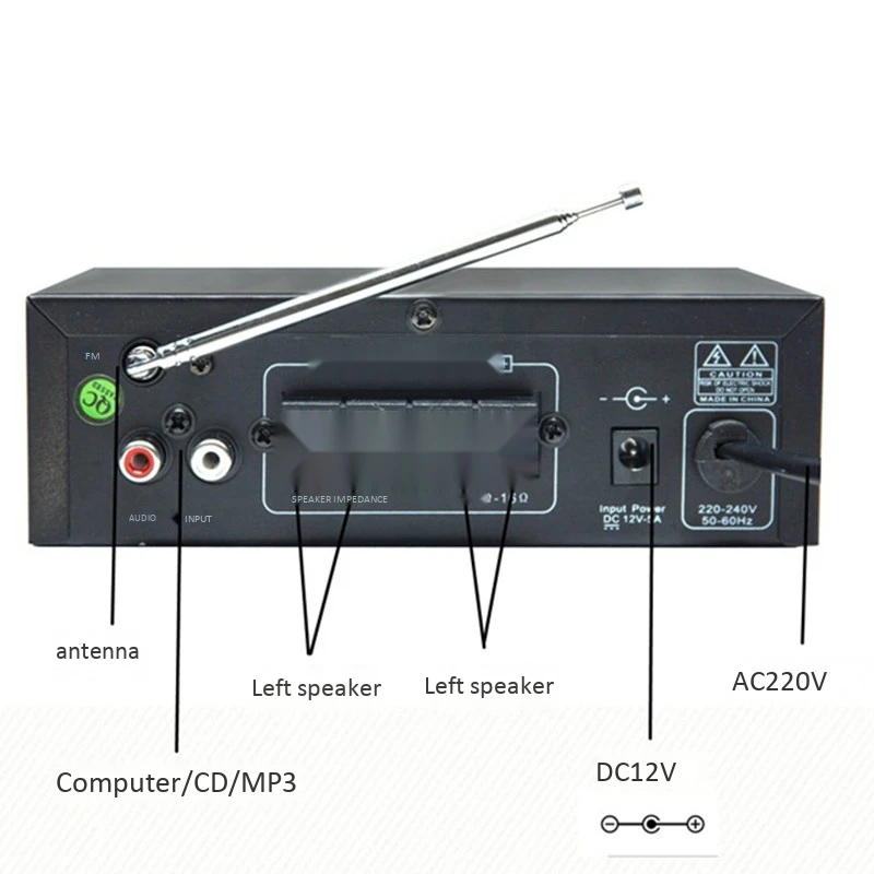 ABKT-Kinter T1 2.0CH усилитель аудио с микрофоном/USB/TF/FM/AUX воспроизведение стерео звук управление бас для Домашнего Караоке автомобиля ЕС Plug