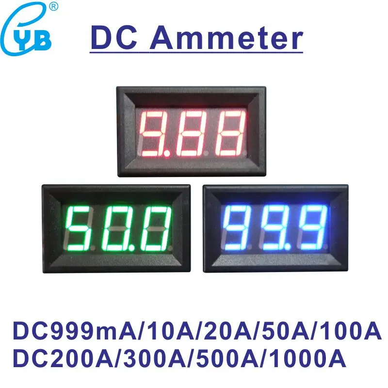 

Mini Digital Ammeter DC 10A 50A 100A 200A 500A Mini Digital Ammeter DC Current Meter Amp Tester Blue Red Green LED Display Amp