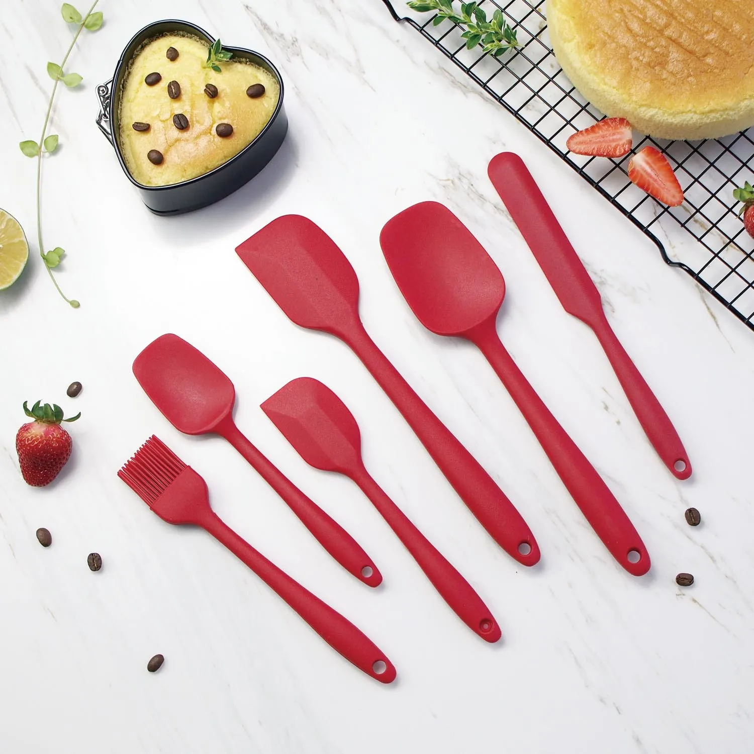 

6pcs/set Cream Silicone Scraper Butter Cake Spatula Mixing Batter Scraper Mixer Cake Brushes Baking Kitchenware Cooking Tools